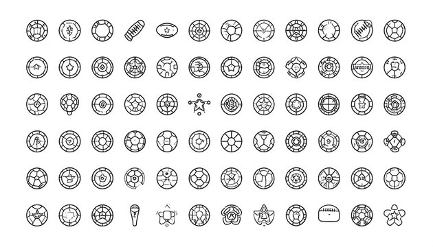 Variety of Sport Ball Line Icons, representing diverse sporting activities and equipment - Powered by Adobe
