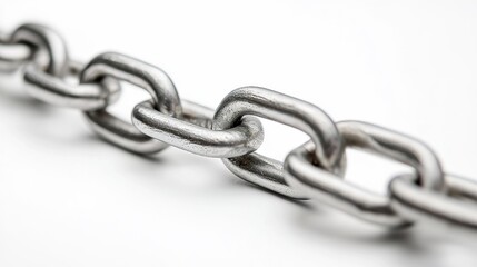 Obraz premium Side macro shot of swing chain, links slightly curved from weight