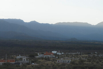 Sunset on the mountains during a sandstorm day