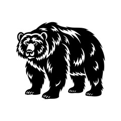 Majestic Black Bear Illustration with Detailed Fur and Strong Stance