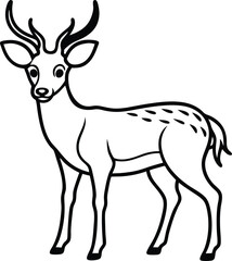 Fototapeta premium A striking silhouette vector illustration of a deer with impressive antlers, perfect for a wildlife or nature-themed design