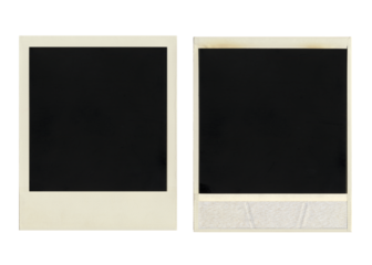 Vintage snapshot film photo border frame front and back isolated.