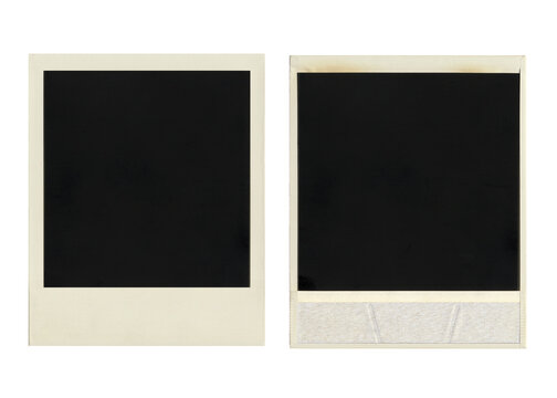 Vintage snapshot film photo border frame front and back isolated.