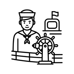 Line icon sailor on ship vector on white background
Vector line icon on white background