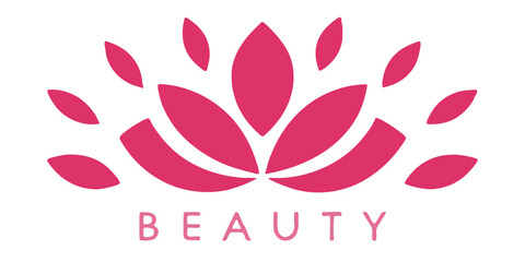 Fototapeta premium Elegant pink lotus flower logo design for beauty and wellness brands, symbolizing femininity, nature, and serenity, ideal for spas, yoga studios, and health products