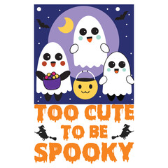 Kawaii Style Ghosts  Too Cute to Be Spooky Design