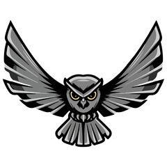 Owl Bird With Wings, Owl Bird Flying in Sky Logo type Design.