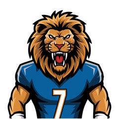Angry lion sprots cartoon mascot logo isolated on white background.