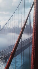 Obraz premium Gritty bridge scene with mist and graffiti high resolution picture
