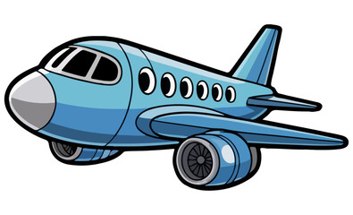 artoon Airplane Clipart Vector with Smiling Face and Engines for Kids’ Education, Posters, and Digital Projects