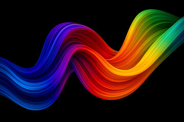 Abstract Colorful Wave on a Black Background Swirling Rainbow of Paint with Dynamic Flow and Smooth Transitions Creates Modern Art