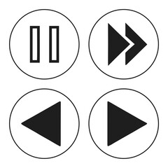 Media player control buttons isolated on white background
