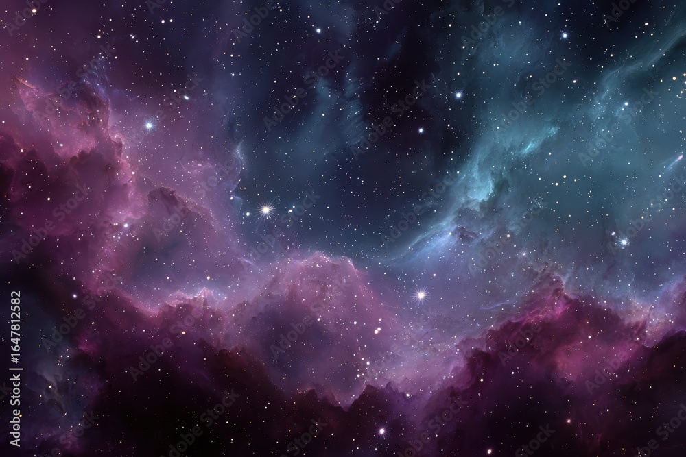 Canvas Prints vibrant cosmic space background features colorful nebula and countless stars scattered across the un