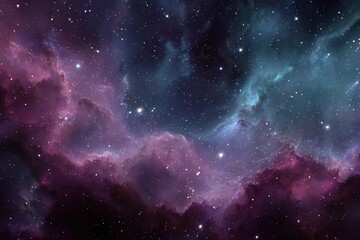 Naklejka premium Vibrant cosmic space background features colorful nebula and countless stars scattered across the universe in a breathtaking celestial display