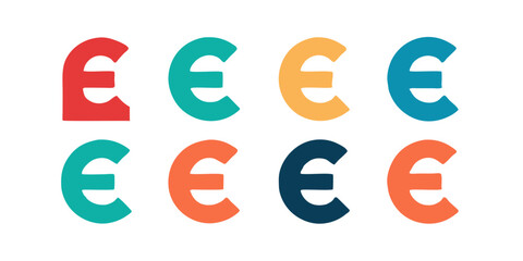 Colorful euro symbols isolated on white background a vibrant collection of currency signs representing finance, economy, and global trade in various shades and modern design