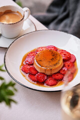 Experience a beautiful and elegant dessert featuring fresh strawberries and