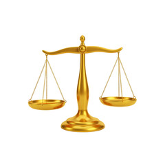Golden Scales of Justice isolated on transparent background