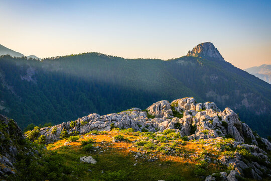 Scenic summer landscape of Prokletije Mountains National Park, Grebaje valley, Montenegro, Europe