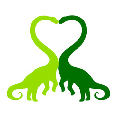 2 Brachiosaurus Heart Long Neck Love Couple Romantic Valentine's Day