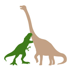 T-Rex Brachiosaurus Tyrannosaurus Attacking Fighting Long Neck