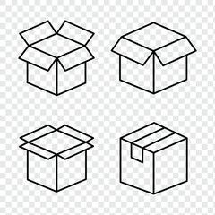 Box icon set. box vector icon, package, parcel. Box icon vector. Box sign. delivery package. parcel box. gift, product box. open box. EPS 10. 