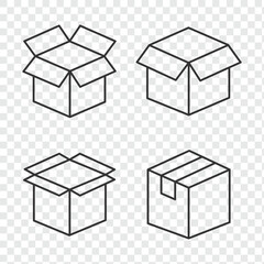 Box icon or logo in modern line style. High-quality black pictogram for website design and mobile applications. box sign and symbol, parcel, package. cardboard box, sealed, open box. delivery package.