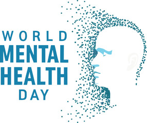 3d international mental heath day concept poster eps on white background