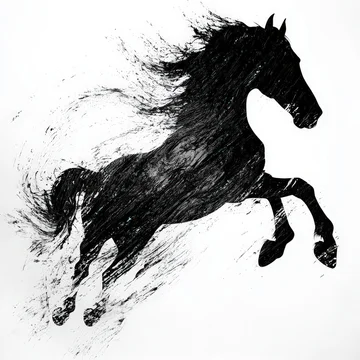 Bold Abstract Stencil of a Galloping Horse on White Background