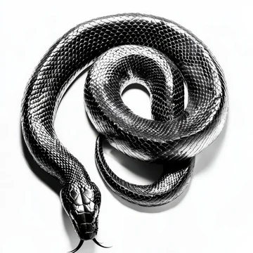 Polished Monochromatic Stencil of a Coiled Snake on a White Background