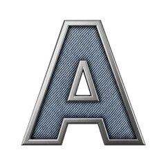 Denim letter a isolated on transparent background