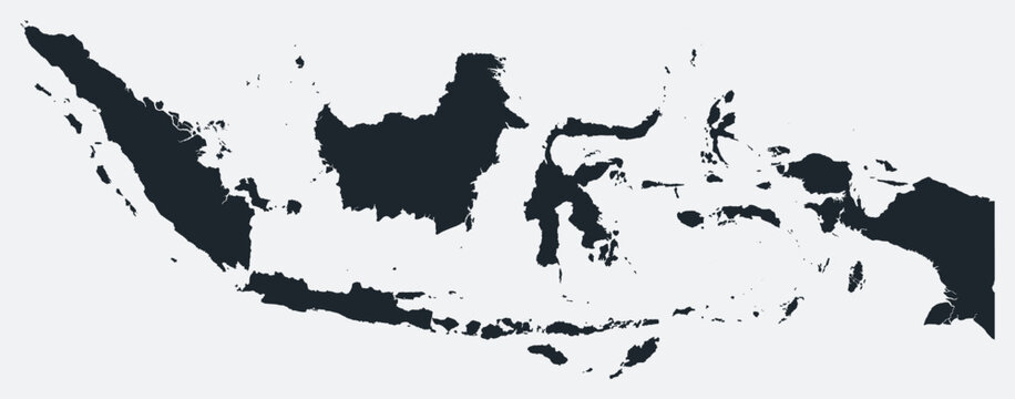 Indonesia map. Just a simple border map. Shape of the country. Flat blank Indonesia outline. Vector boundary illustration.
