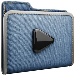 Denim video folder icon isolated on transparent background
