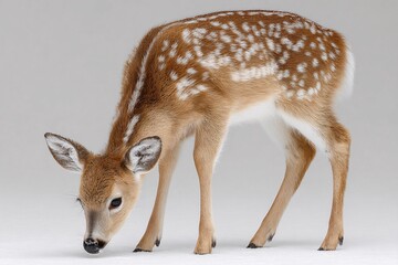 Adorable baby deer fawn portrait with white spots wildlife animal photography