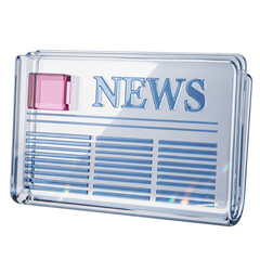 Glass news newspaper isolated on transparent background