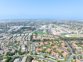 Aerial view of Del Mar Neighborhood, San Diego County, California, United States, located next the coast of the Pacific Ocean