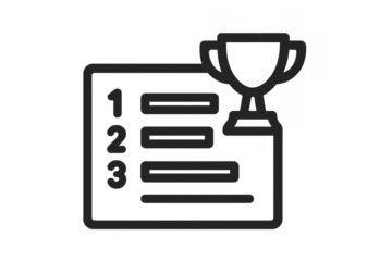 Checklist with trophy representing achieving goals and objectives on transparent background