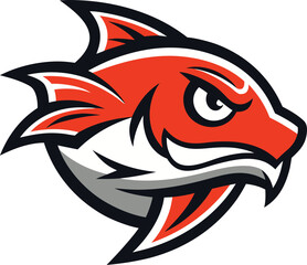 Aggressive orange fish mascot logo