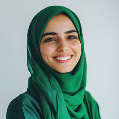 Naklejka premium Young indian muslim woman smiling