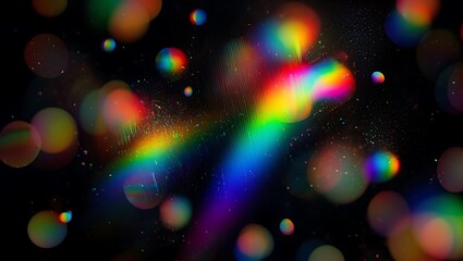 Fototapeta premium Abstract Rainbow Bokeh and Prismatic Light on a Dark Background