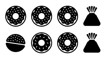 Whimsical donut delight and party favor line art bringing joy to any on transparent background