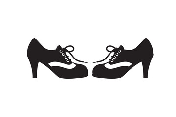 Silhouette of stylish heeled shoes with laces, side view