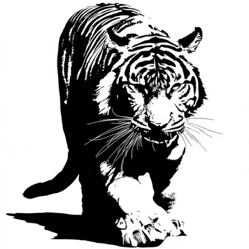 Gobo texture shadows fierce tiger silhouette with striped detail