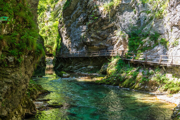 The beautiful Vintgar Gorge near Bled in Slovenia, Europe