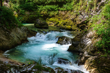 The beautiful Vintgar Gorge near Bled in Slovenia, Europe