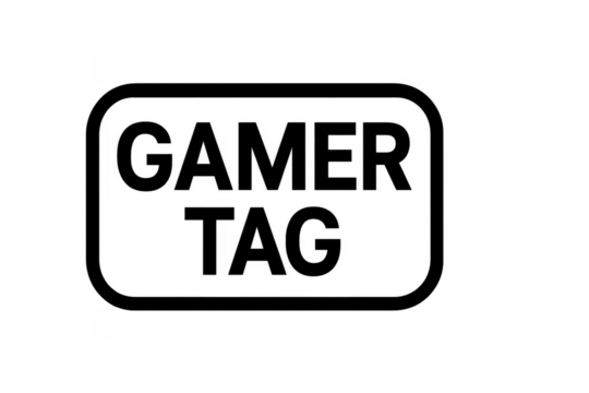 Gamer tag button on transparent background promoting online gaming identity