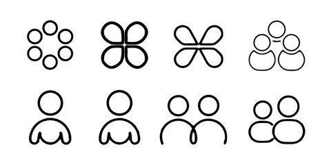 Collection of abstract geometric shapes isolated on white background, perfect for logos, icons, and design elements, offering a modern and minimalist aesthetic with clean lines and versatile use