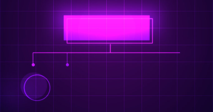 Infographic glowing hologram with empty space for text bg. Business hierarchy squares chart. Workflow flowchart algorithm display. Employee management scheme for organizations. Role assignment.