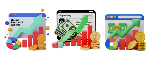 Online Financial Growth App Charts and Money