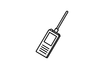 Obraz premium A simple line drawing of a handheld radio transceiver device with antenna silhouette