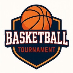 League Basketball Championship Logo Design with Ball